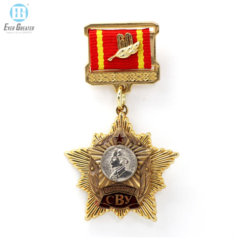 Factory Custom Metal Enamel Souvenir Award Medal with Ribbon