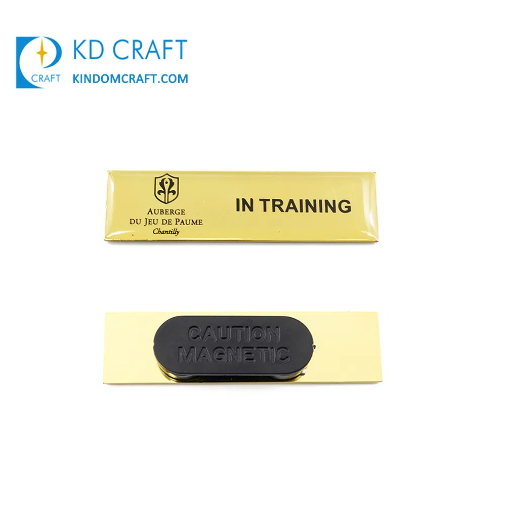 Hot Sale Promotional Metal Print Waiter Staff Magnet Name Tag Plate Decorative Reusable Blank Sublimation Epoxy Logo Custom Magnetic Name Badge with Safety Pins