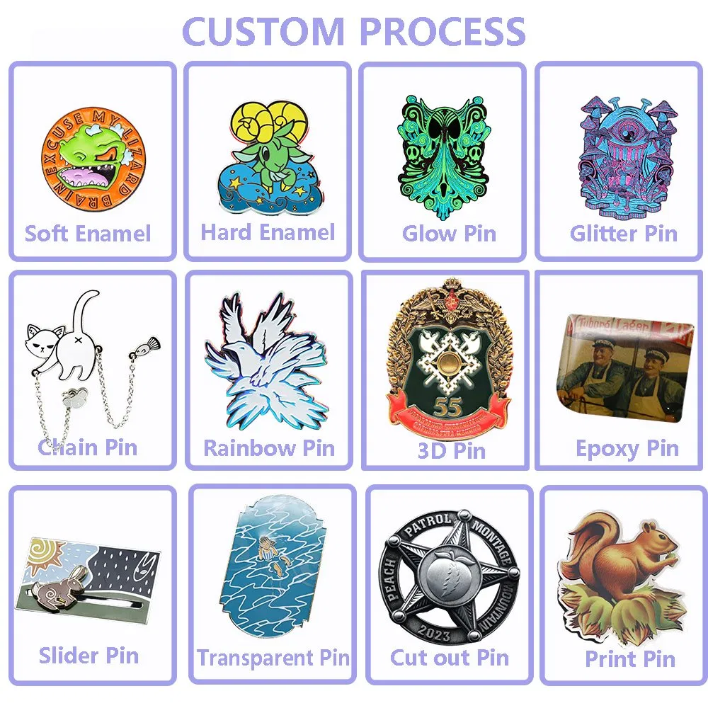 Manufacturer Free Design Custom Logo Anime Enamel Pins Badge Metal Hat Lapel Pins