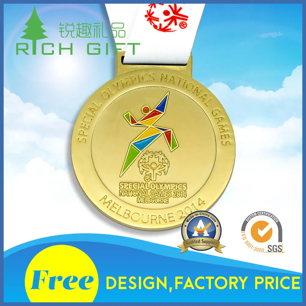 Personalized Custom 3D Zinc Alloy Metal Enamel Running Gymnastics Finisher Blank Golden Taekwondo Karate Judo Award Honor Souvenir Sport Medal with Ribbon