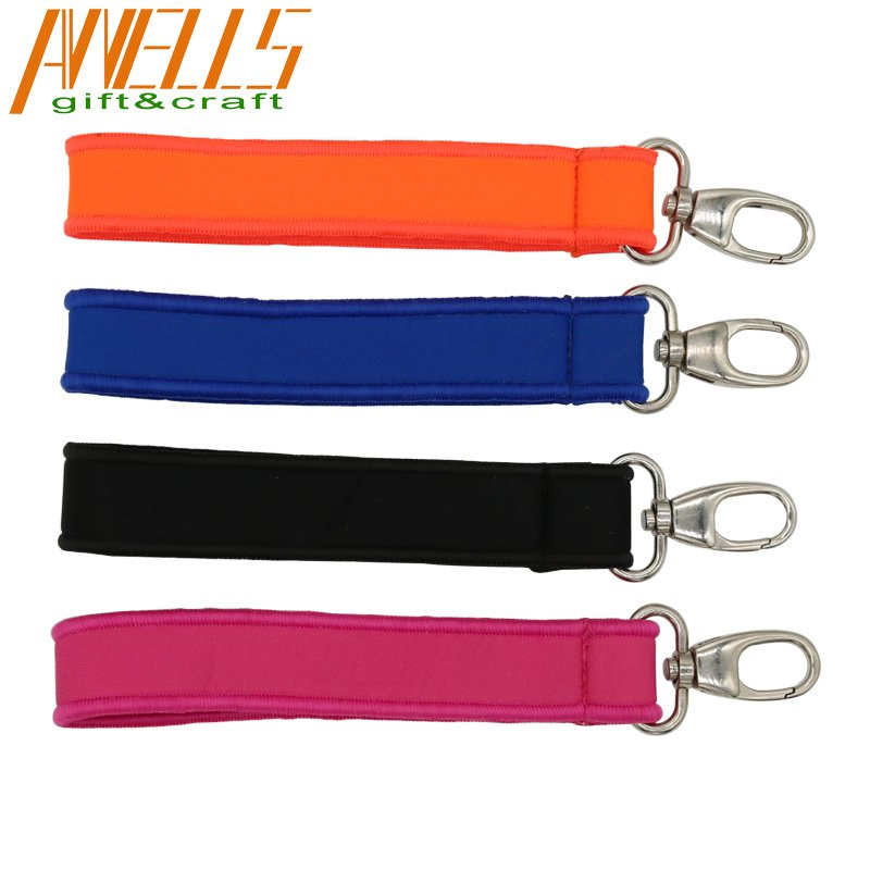Custom Logo Carabiner Hook Printing Polyester Lanyards Short Strap Wrist Keychain with Logo Custom