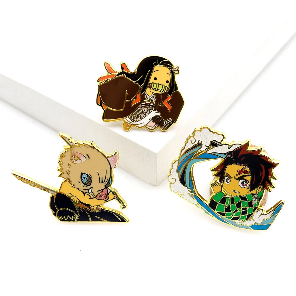 No MOQ Custom Promotion Brass Brooch Souvenir Zinc Alloy Flower Logo Gold Cute Metal Craft Emblem Cartoon Anime Badge Lapel Hard Soft Enamel Pin