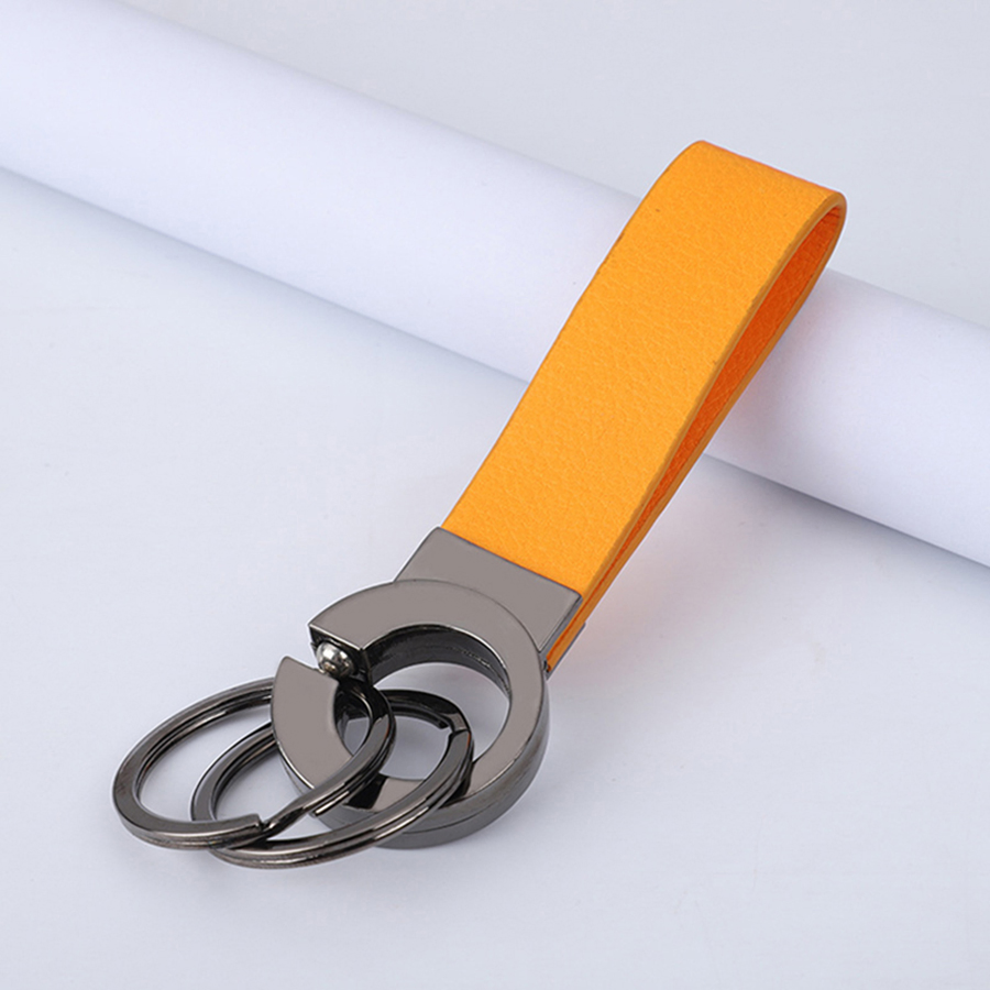 Wholesale Promotional Gifts PU Leather Metal Keychain Logo Sublimation Blanks Key Chain Ring Luxury Car Custom Leather Keychain