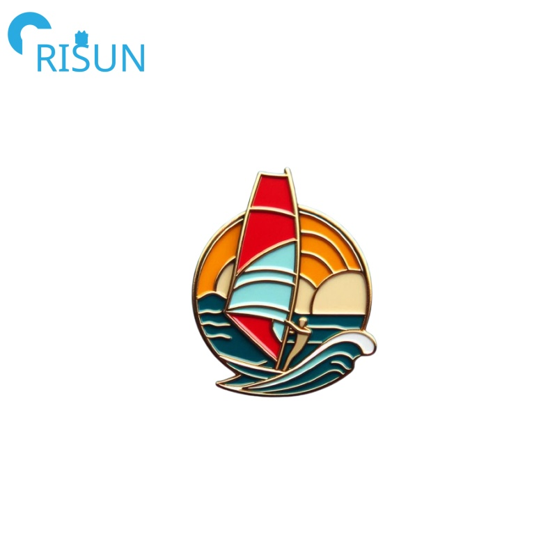 Factory Metal Soft Hard Enamel Surf Windsurfer Lapel Pin Badge Custom Sports Wind Sailing Wingboard Surfing Windsurf Windsurfing Pins