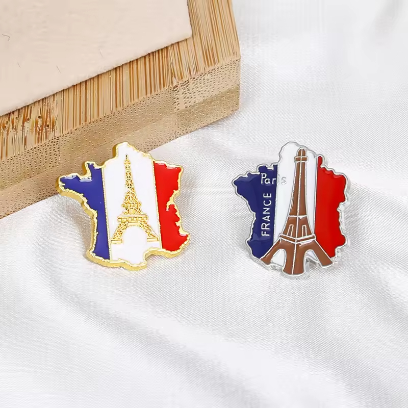 Custom Logo Soft Hard Enamel Flag Pins Metal France Flag Pin Badge
