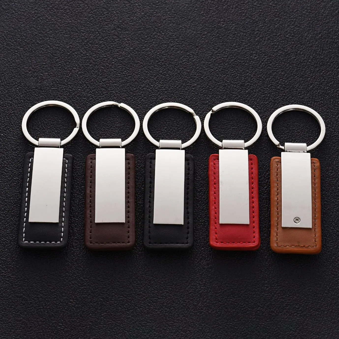 PU Leather Key Ring Keychain Handmade Metal Customized for Business Promotion Custom Logo Support