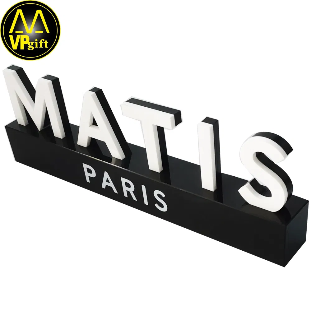 China Customer Design Logo Awards Trophy Plastic Crystal Acrylic Company Name Logo Table Souvenir Medal