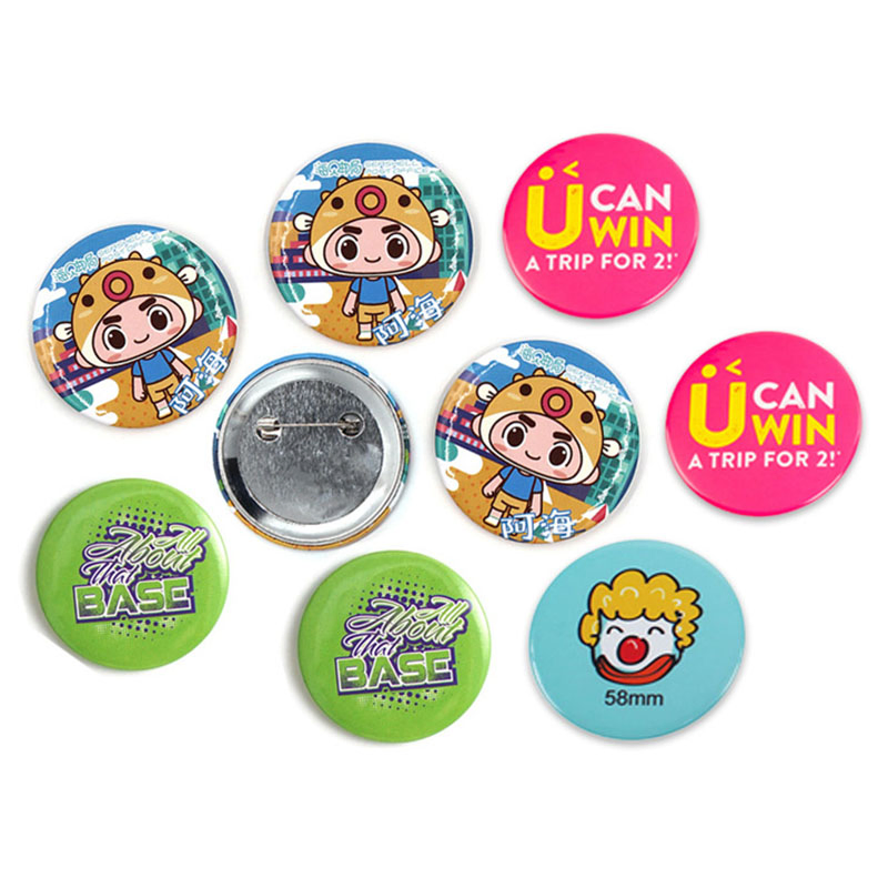 Cheap Wholesale Metal Badges Custom Made Printed Logo Blank Round Button Badge Custom Tinplate Button Pin