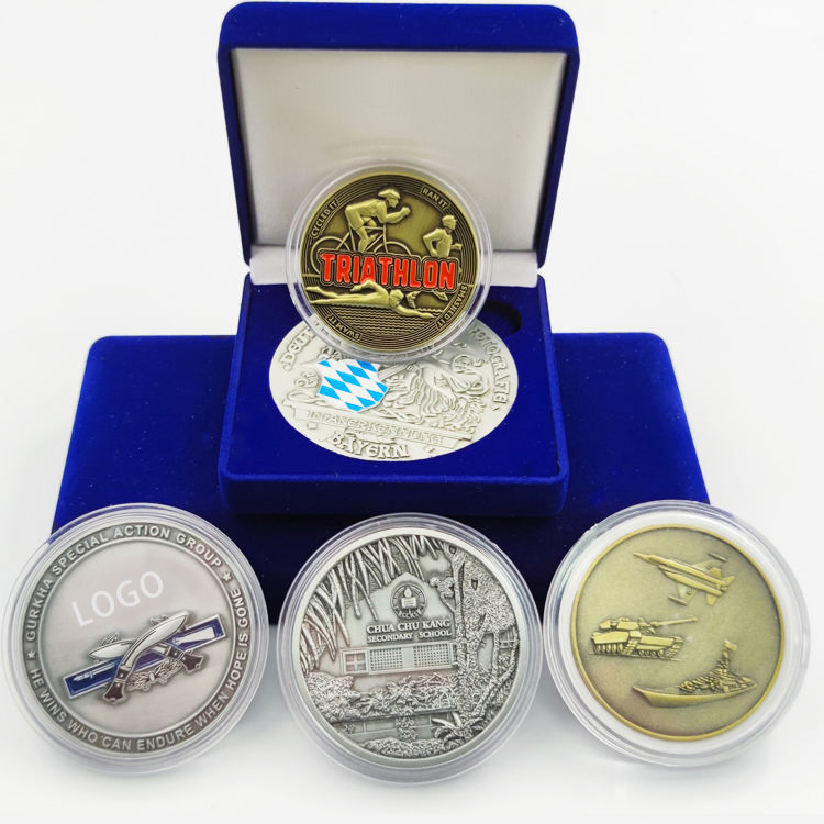 Wholesale Cheap Blank Metal 3D Logo Enamel Gold Silver Antique Plated Custom Challenge Coin