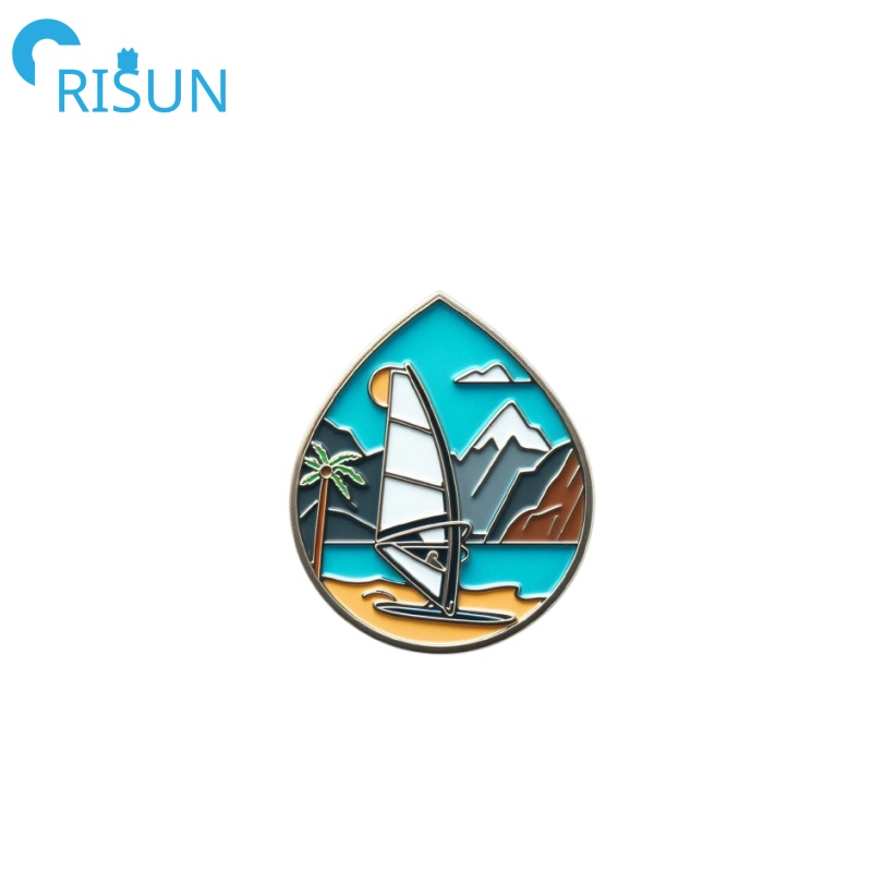 Factory Metal Soft Hard Enamel Surf Windsurfer Lapel Pin Badge Custom Sports Wind Sailing Wingboard Surfing Windsurf Windsurfing Pins