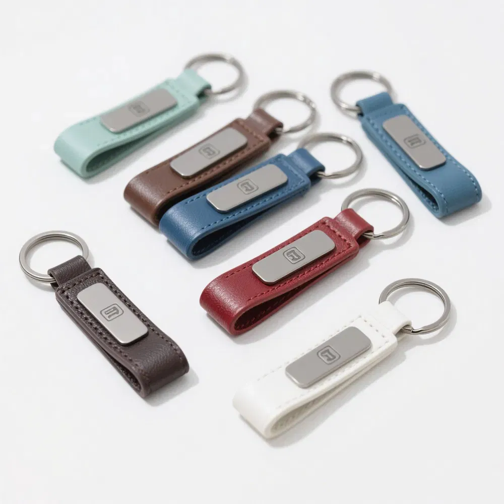 Personalized Design Custom Engraved Car Brand Logo Promotional Metal PU Leather Keychain