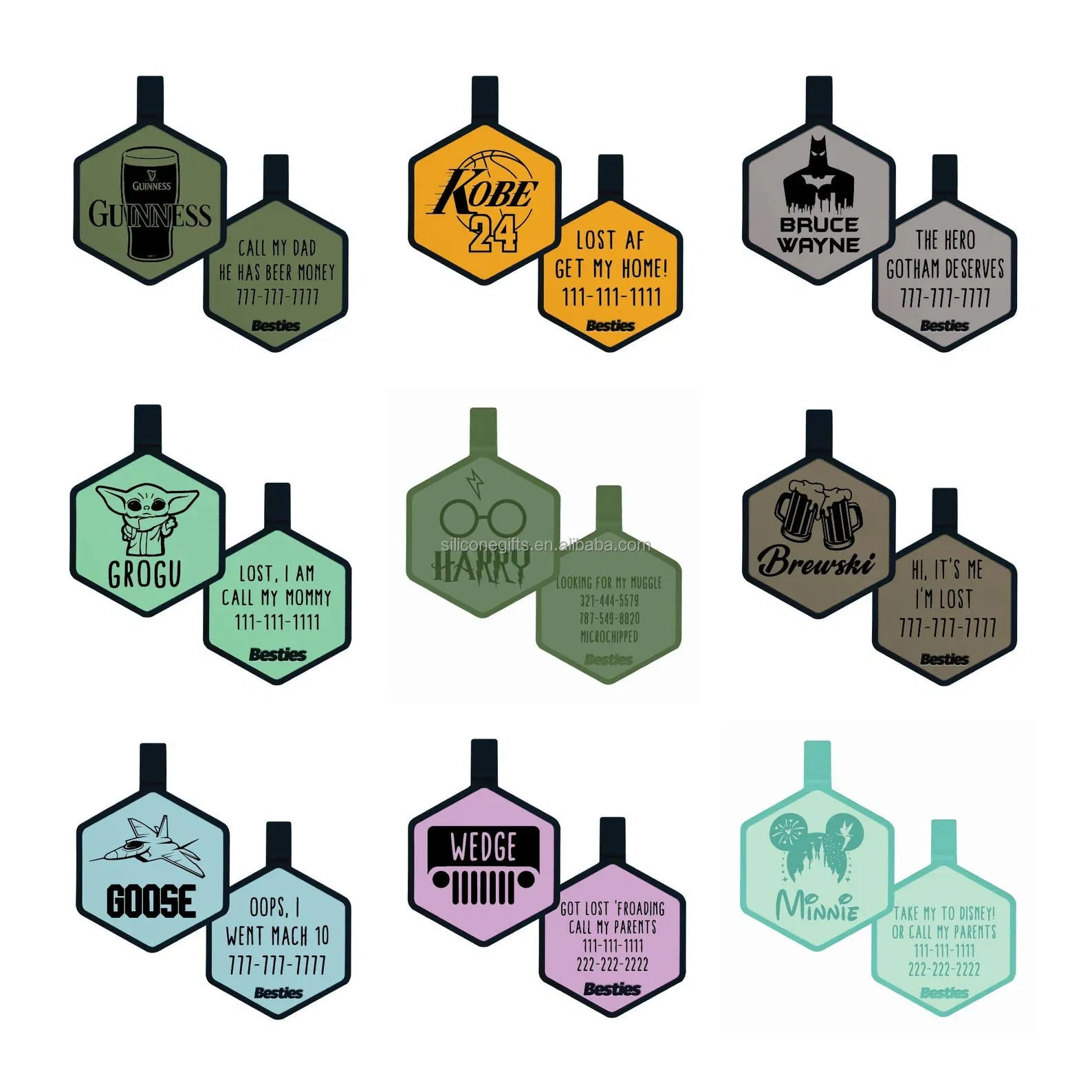 Custom Silicone Bone Dog Tag Personalized Pet ID Tag for Dogs