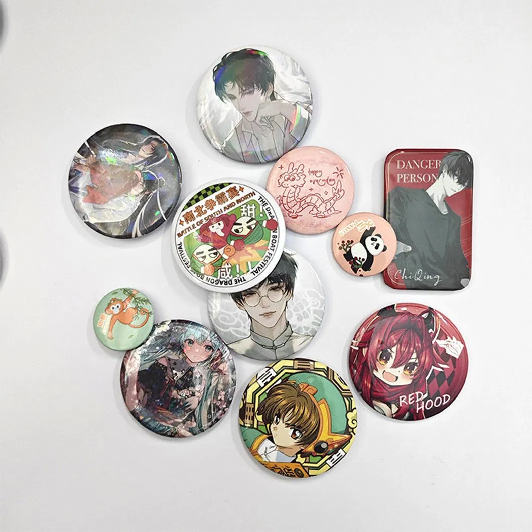 Presse Metal Badges OEM Factory Promotional Gifts Custom Made Printed Logo Blank Round Button Badge Custom Tinplate Button Badge