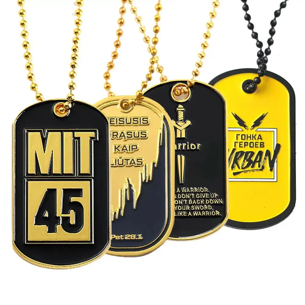 High Quality Metal Stainless Steel Custom Laser Dog Tag Blank ID Name Tag Dog Tag Necklace Dogtag for Engraving