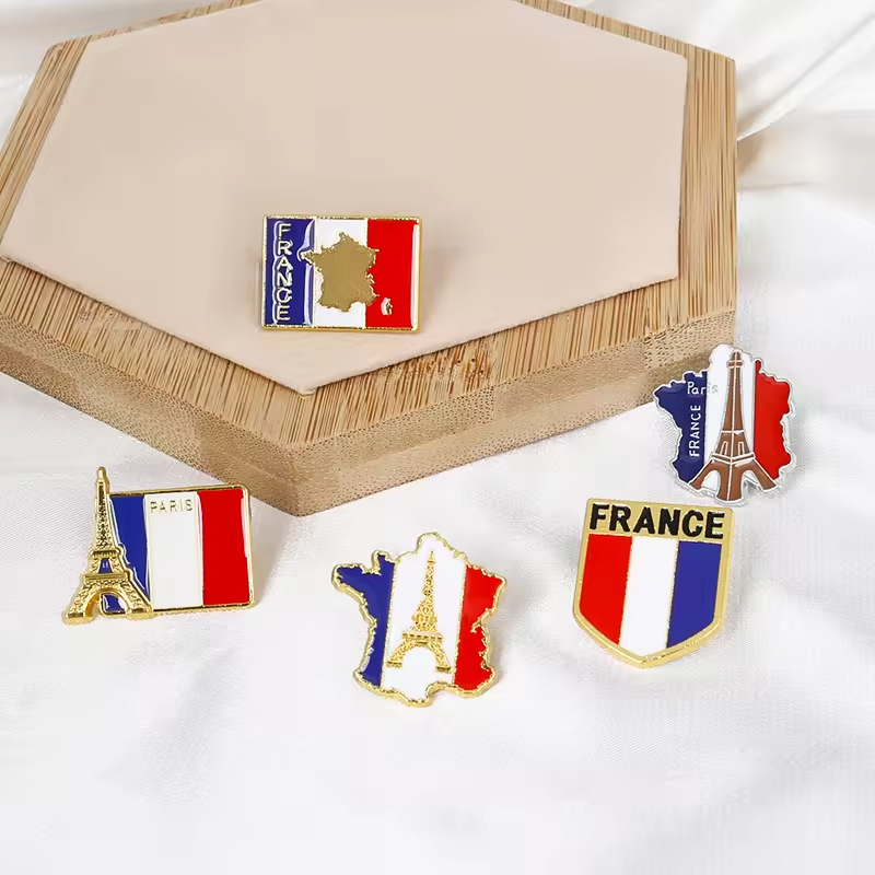 Custom Logo Soft Hard Enamel Flag Pins Metal France Flag Pin Badge