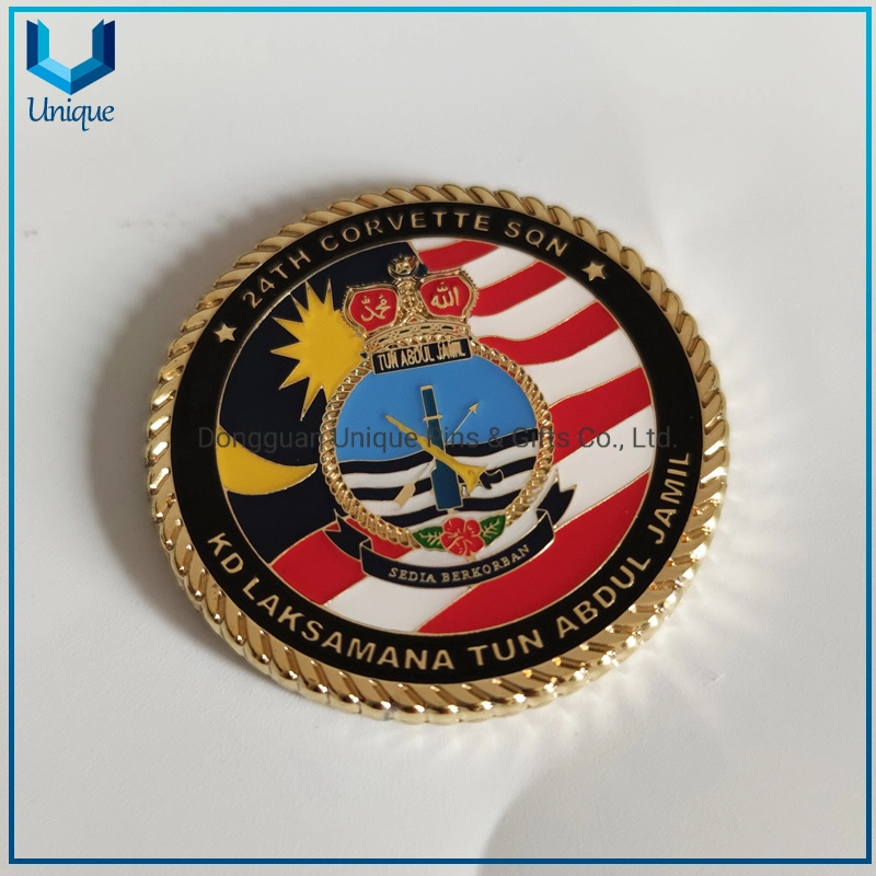 Royal Malaysian Navy Coin, Hard Enamel Gold Custom Military Challenge Coin,