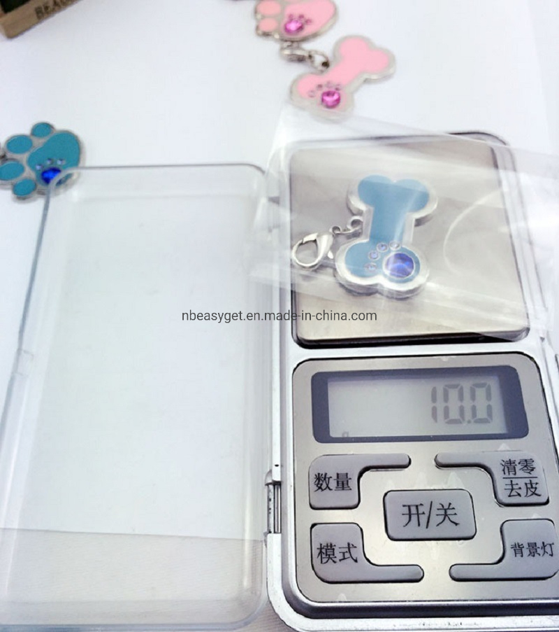 Pet Bone Shape ID Tag with Crystals Dog Personalized Pendant Accessories Esg16521