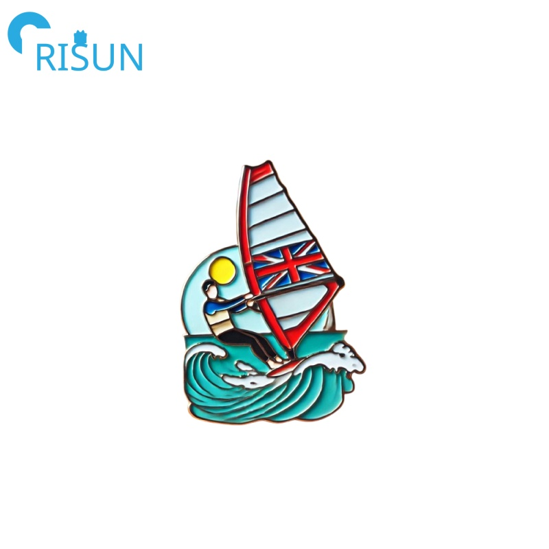Factory Metal Soft Hard Enamel Surf Windsurfer Lapel Pin Badge Custom Sports Wind Sailing Wingboard Surfing Windsurf Windsurfing Pins