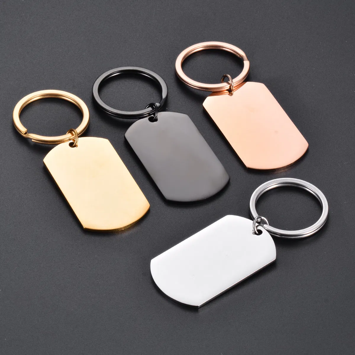 Custom Engraved Stainless Steel Rectangular Blank Engraving Key Chain Dog Tag