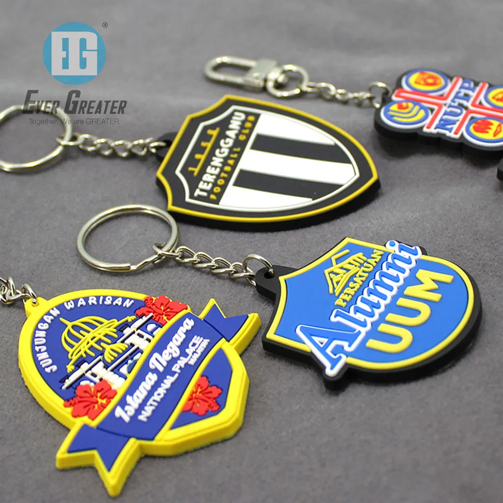 Custom Logo Key Chain PVC Embossed Rubber Keychains 2D /3D Soft PVC Keychain Cartoon Keyring
