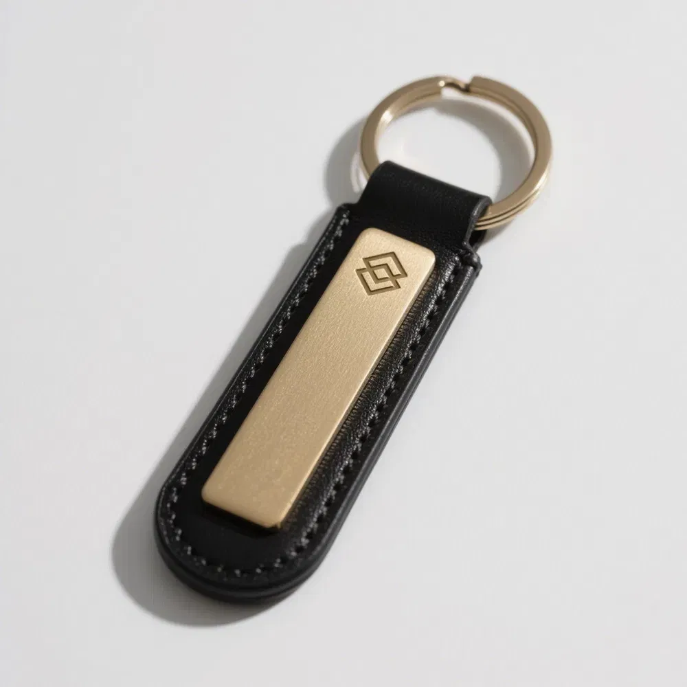 Personalized Design Custom Engraved Car Brand Logo Promotional Metal PU Leather Keychain