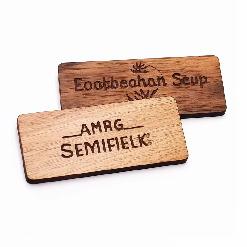 Custom Eco Friendly Unique Fancy Custom Logo Badge Wooden Wood Name Tag