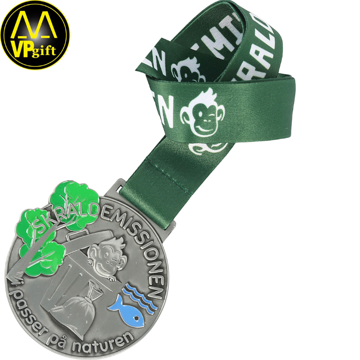 Guangzhou Factory Custom Made Antique Brass Plated Metal Alloy 3D Human Figure Portrait Craft Commemorative Souvenir Medallion Customized Blue Ribbon Medal