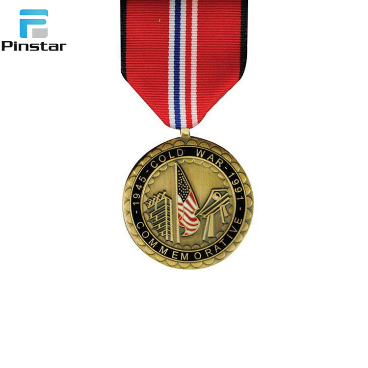 Manufacture World War Commemorative Gold Medal Souvenir Medals with Ribbon
