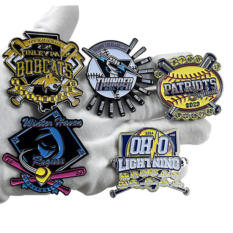 Wholesale No Minimum Custom Logo Metal Craft Emblem Fashion Metal Button Badge Soft Hard Enamel Metal Glitter Baseball Trading Lapel Pin Badge