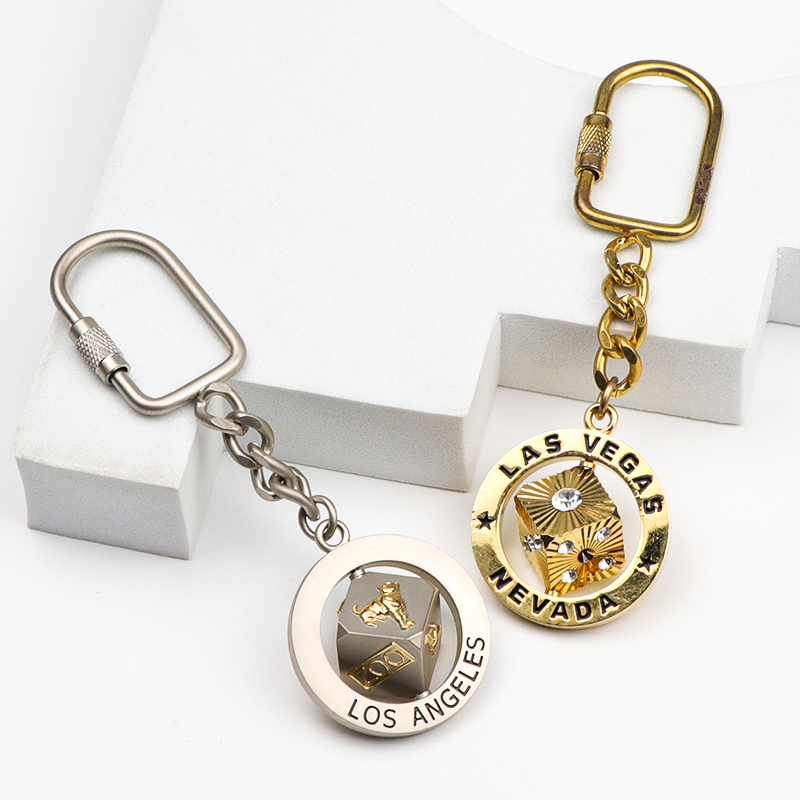 Wholesale Customized Design 3D Embossed Souvenir Metal Enamel Rotate Spinning Keychain