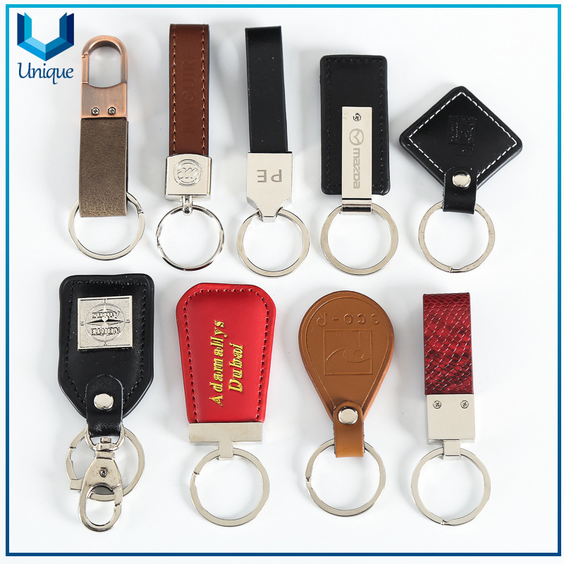 Manufacturer Custom Personalized Designer Logo Sublimation Blank 3D Metal Leather Keyring Keychain, Custom Leaher Keychain for Car