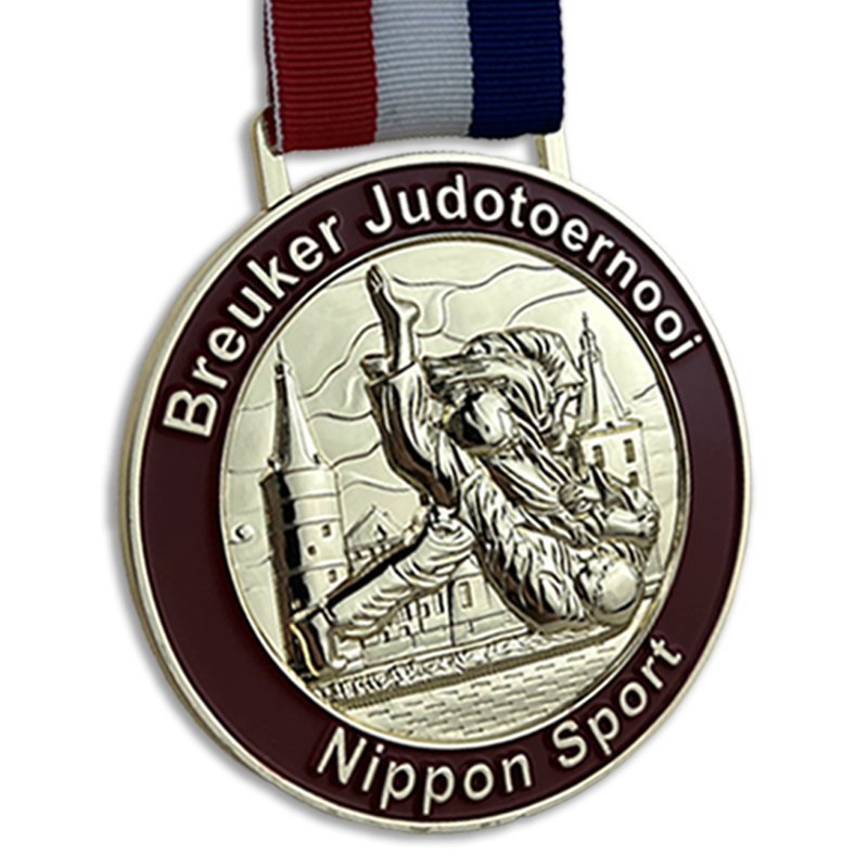 Wholesale Custom Logo 3D Brass Gold Silver Copper Plated Metal Sports Souvenir Medals Kickboxing Judo Jiu Jitsu Awards