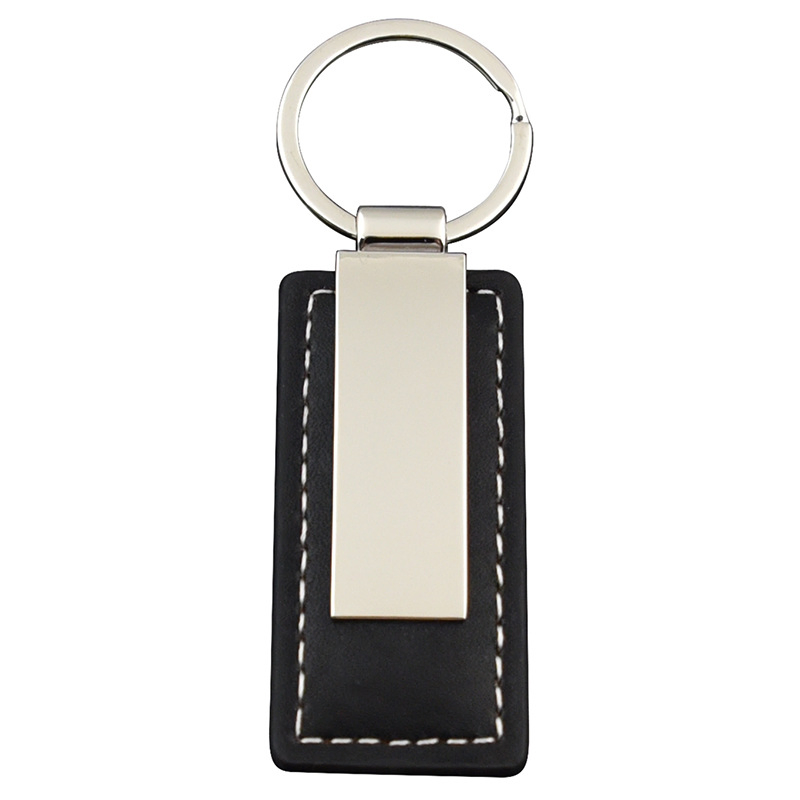 Metal PU Custom Brand Logo Laser Engraving Car Keyring Leather Keychain