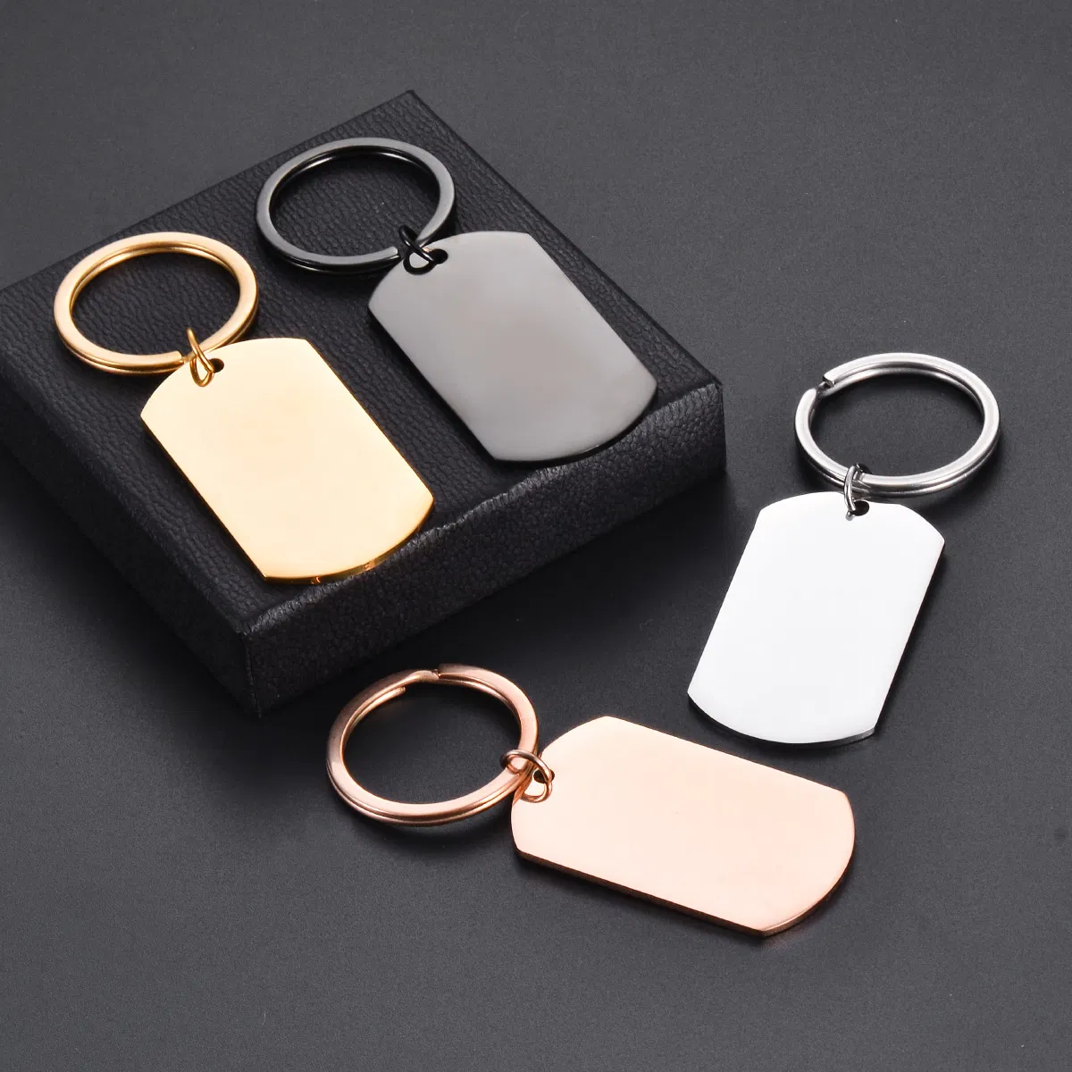 Custom Engraved Stainless Steel Rectangular Blank Engraving Key Chain Dog Tag