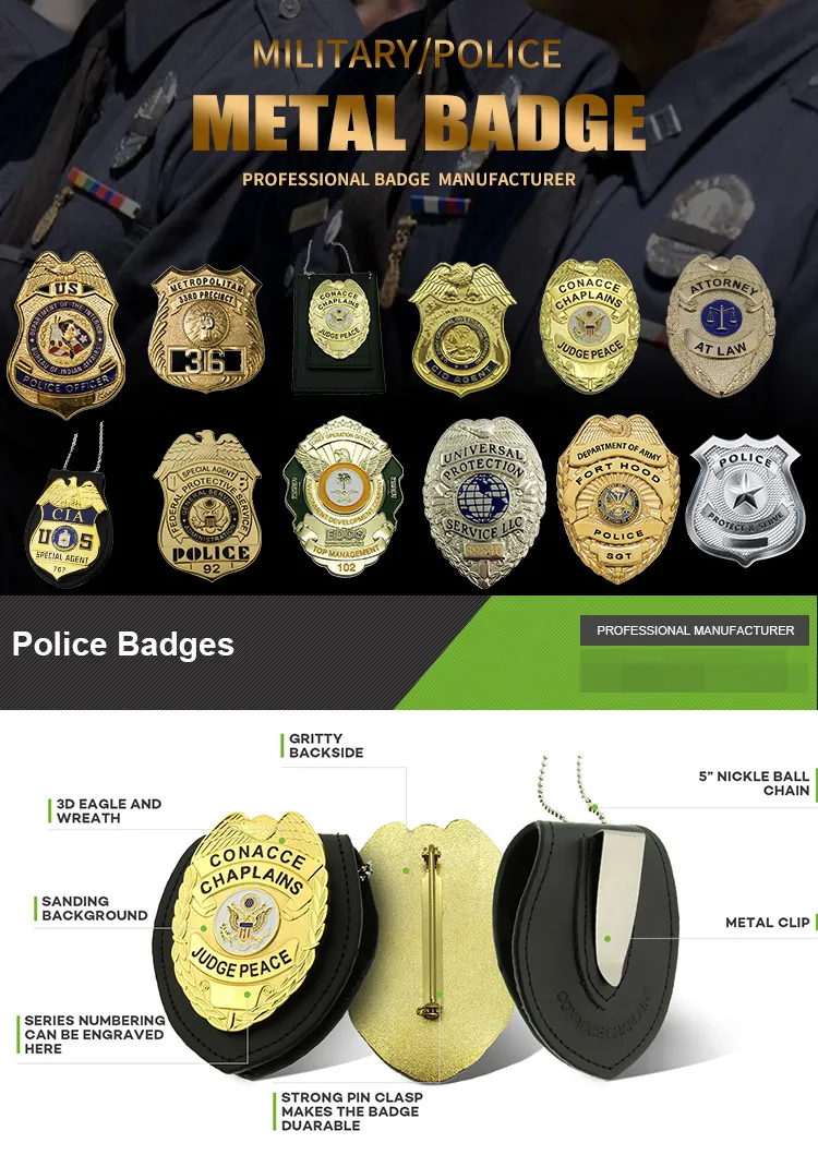 Custom Gold Military Police Badges