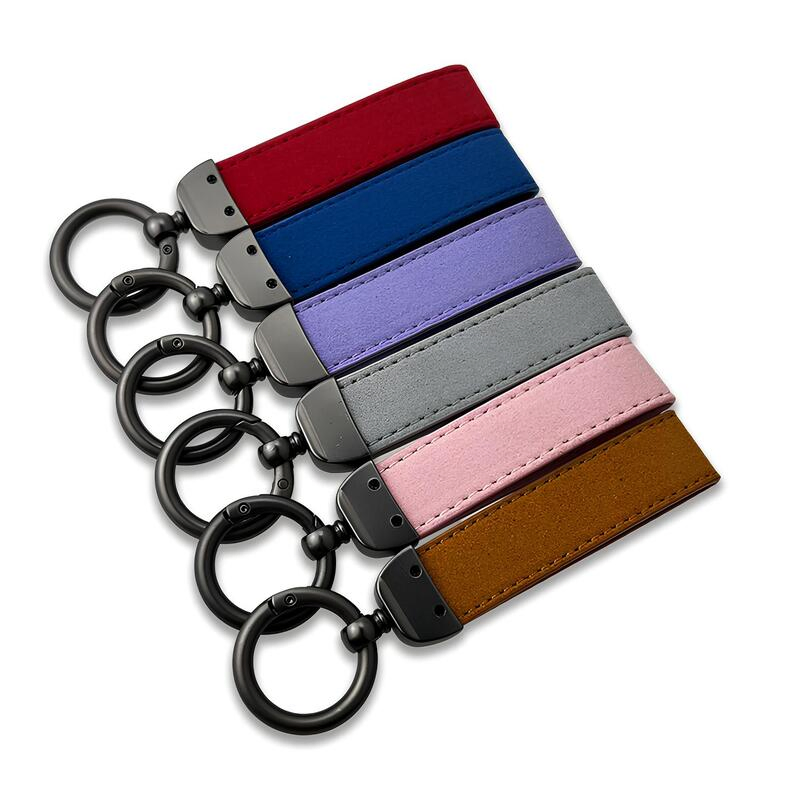Factory Car Key Chains Brand Logo Metal Black Key Holder Accessories Gift PU Leather Keychain