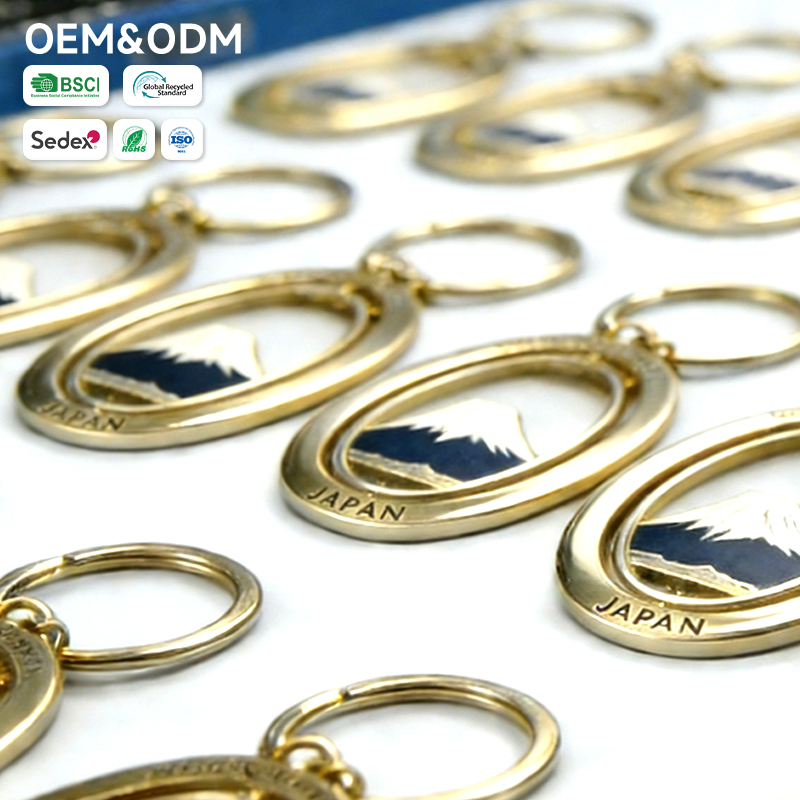 3D Embossed Japan FUJI Golden Keychain - Enamel Filled Chinese Landmark Tourist Souvenir Keychains