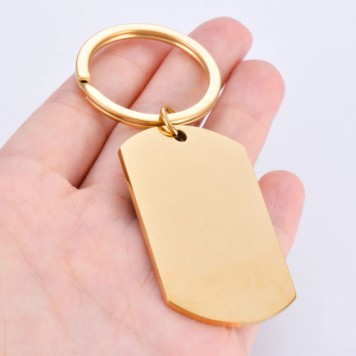 Custom Engraved Stainless Steel Rectangular Blank Engraving Key Chain Dog Tag