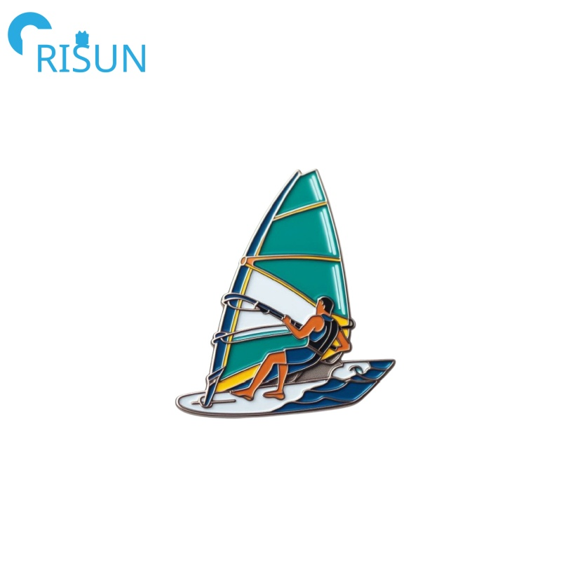 Factory Metal Soft Hard Enamel Surf Windsurfer Lapel Pin Badge Custom Sports Wind Sailing Wingboard Surfing Windsurf Windsurfing Pins
