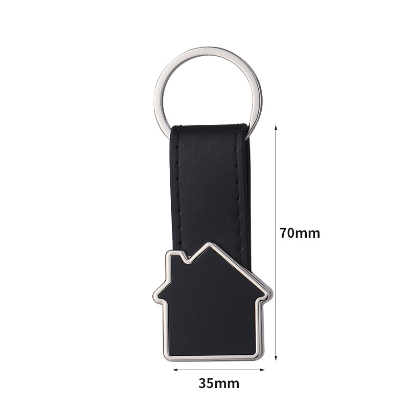 Wholesale PU Leather Keychain Laser Logo Blank Keyring Car Gift Metal Keychain