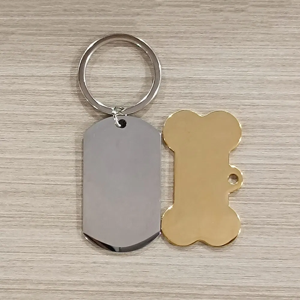 Wholesale Dag Steel Stainless Necklace Blank Gold Printed Laser Engraving Pet ID Name Tag Sublimation Metal Custom Dog Tag