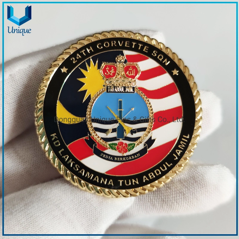 Royal Malaysian Navy Coin, Hard Enamel Gold Custom Military Challenge Coin,