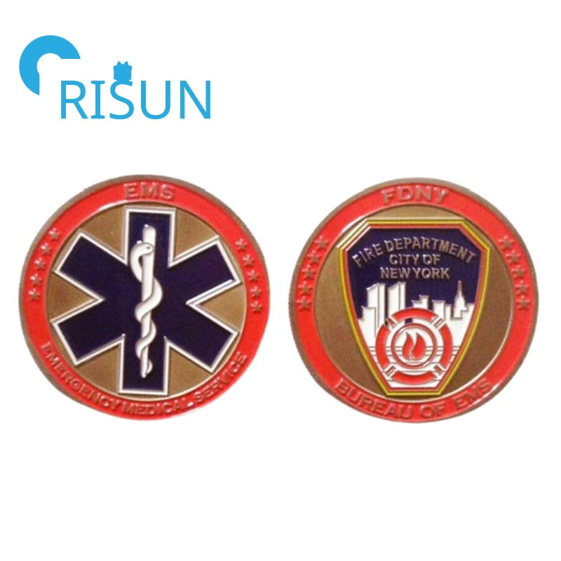 Factory Manufacturer Metal Soft Hard Enamel Emergency Medical Services Team Staff Commemorative Coin Quality Custom EMS EMT Challenge Coins