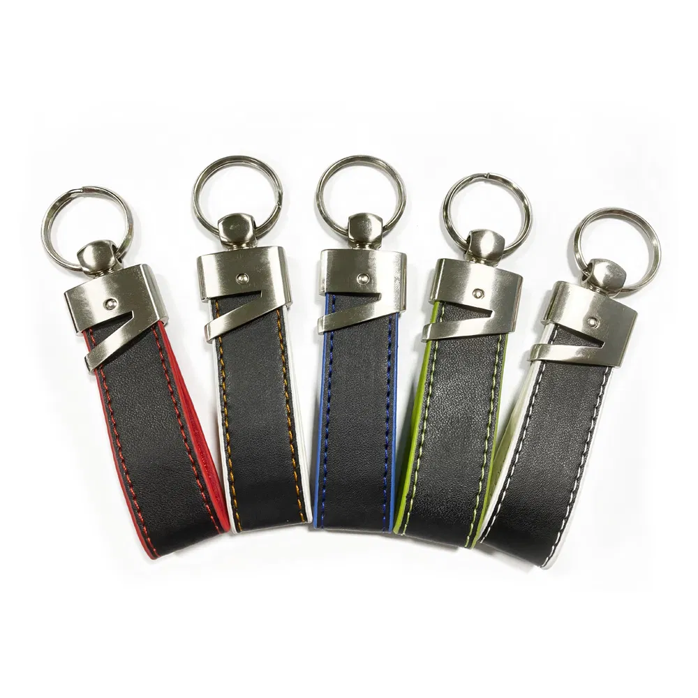 Custom Metal Promotional Gift Engrave Logo Car PU Leather Keychains
