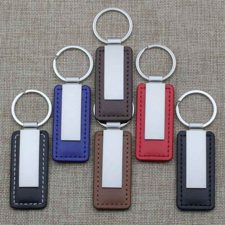 Metal PU Custom Brand Logo Laser Engraving Car Keyring Leather Keychain