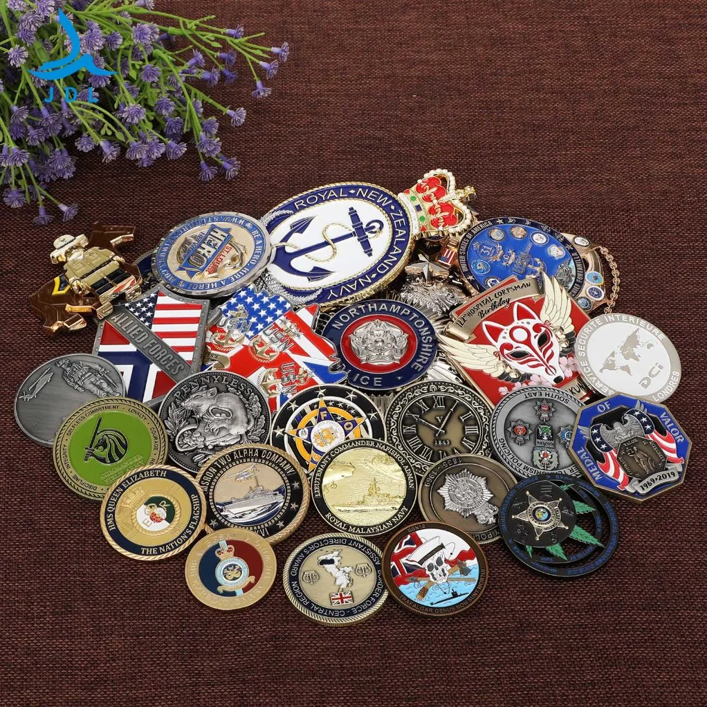 Wholesale Factory Custom 3D Antique Gold Metal Logo Craft Medal Replica Token Old Alloy Badge Souvenir Gift Police Military Enamel Commemorative Challenge Coins