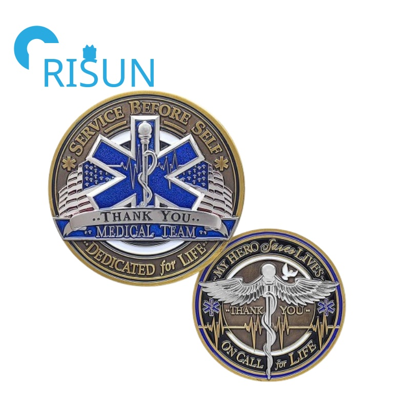 Factory Manufacturer Metal Soft Hard Enamel Emergency Medical Services Team Staff Commemorative Coin Quality Custom EMS EMT Challenge Coins