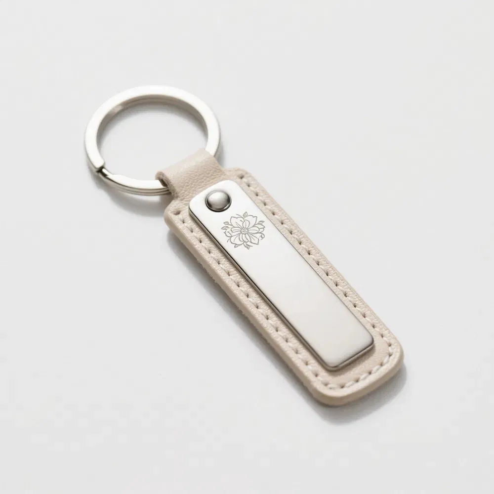 Personalized Design Custom Engraved Car Brand Logo Promotional Metal PU Leather Keychain