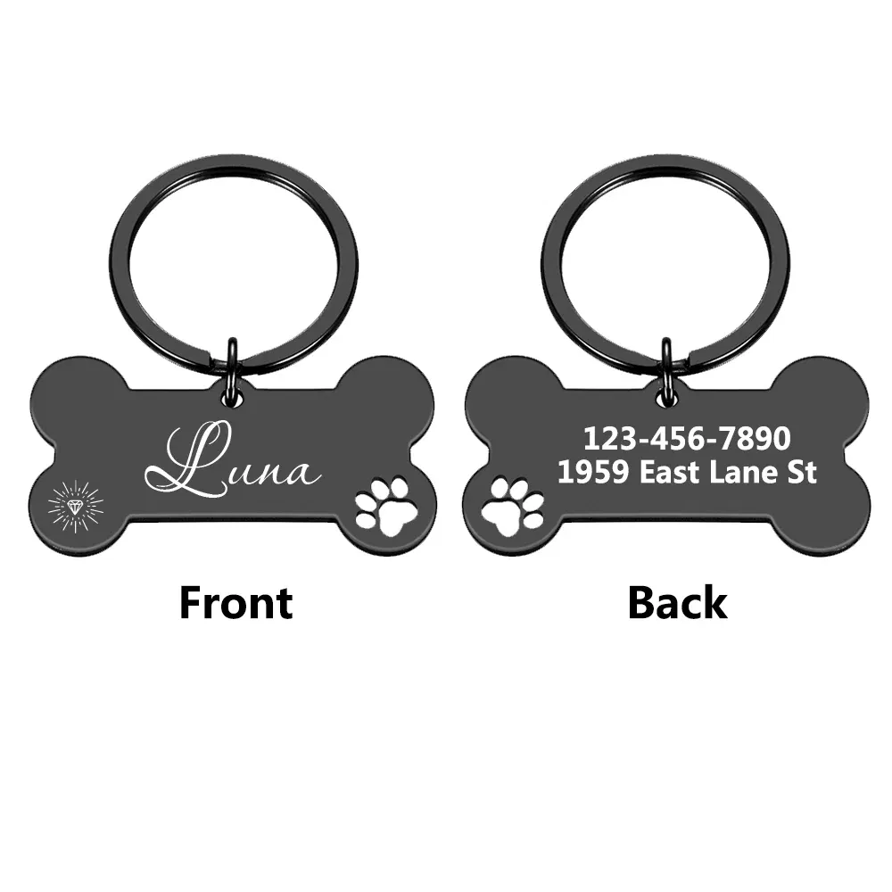 Personalized Custom Stainless Steel Pet Dog Tags Engraving Logo Anti-Lost Dog Cat Dog Tag