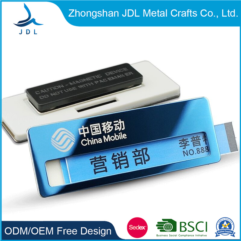 Custom Magnet Tag Sublimation Reusable Plastic Logo Metal Engraved Badge Customized Pin Crew Staff Name with Magnet Backing Emblem